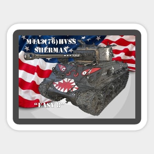 M4A3E8 Sherman Tank w/American flag Sticker